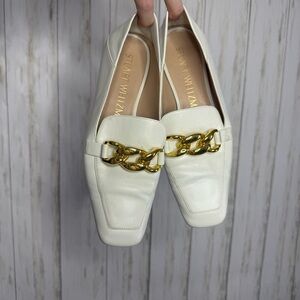 Stuart Weitzman Cream Loafers with Gold details 7